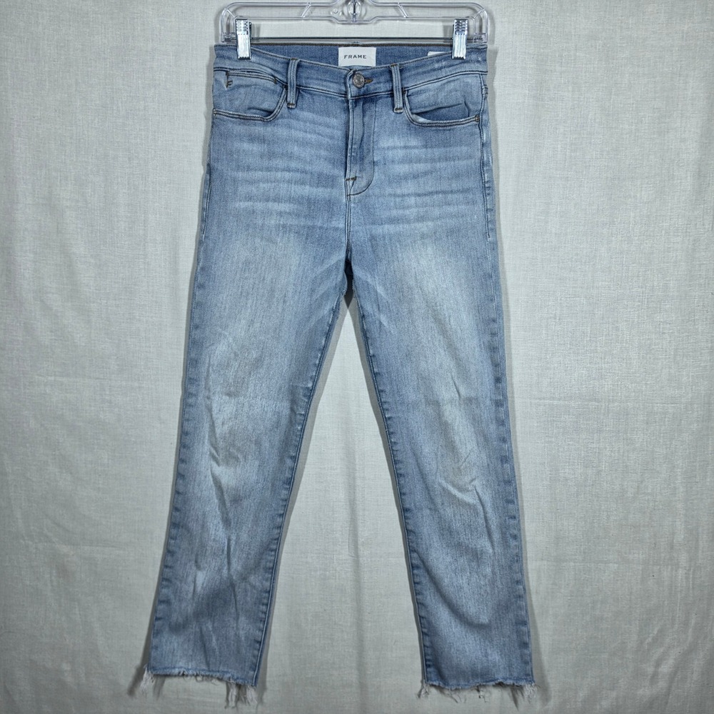 Frame Jeans Womens 28 Le High Straight Alemany Wash Raw Hem